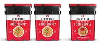 ReadyWise Long Term Emergency Food Supply, Breakfast and Entree Variety (3 Buckets- Total of 360 Servings)